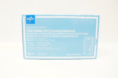 Medline NON25498 Conforming Stretch Gauze Bandage 4in x 75in Relaxed 12 Rolls